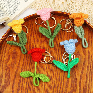 Crochet Flower Keychain Creative Cactus Knitted Keychain Gift 